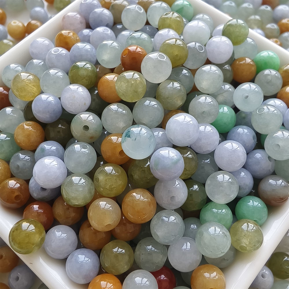 DDP | 30pcs 7mm Natural Yellow Color Heated Burmese Jadeite Smooth Round Beads,Burma Jadeite Loose Beads,Myanmar Jadeite Ball Beads,DIY Jewelry Supplies