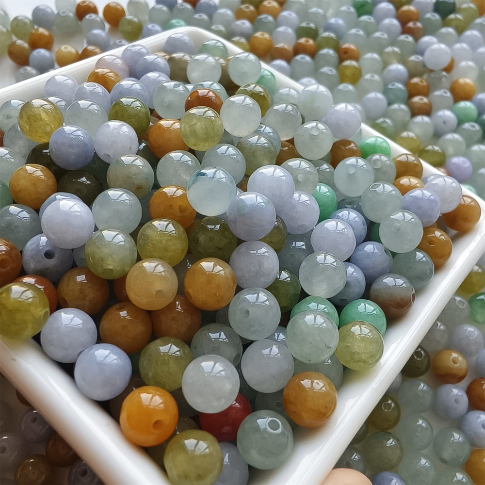 DDP | 30pcs 7mm Natural Yellow Color Heated Burmese Jadeite Smooth Round Beads,Burma Jadeite Loose Beads,Myanmar Jadeite Ball Beads,DIY Jewelry Supplies