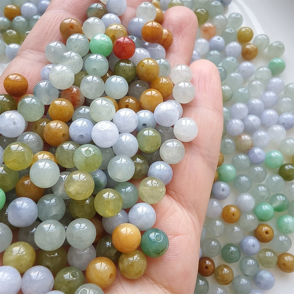DDP | 30pcs 7mm Natural Yellow Color Heated Burmese Jadeite Smooth Round Beads,Burma Jadeite Loose Beads,Myanmar Jadeite Ball Beads,DIY Jewelry Supplies