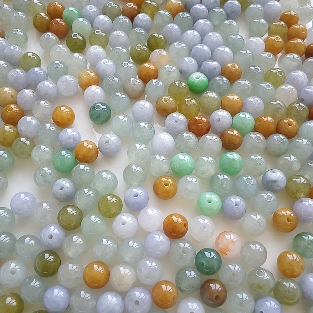 DDP | 30pcs 7mm Natural Yellow Color Heated Burmese Jadeite Smooth Round Beads,Burma Jadeite Loose Beads,Myanmar Jadeite Ball Beads,DIY Jewelry Supplies