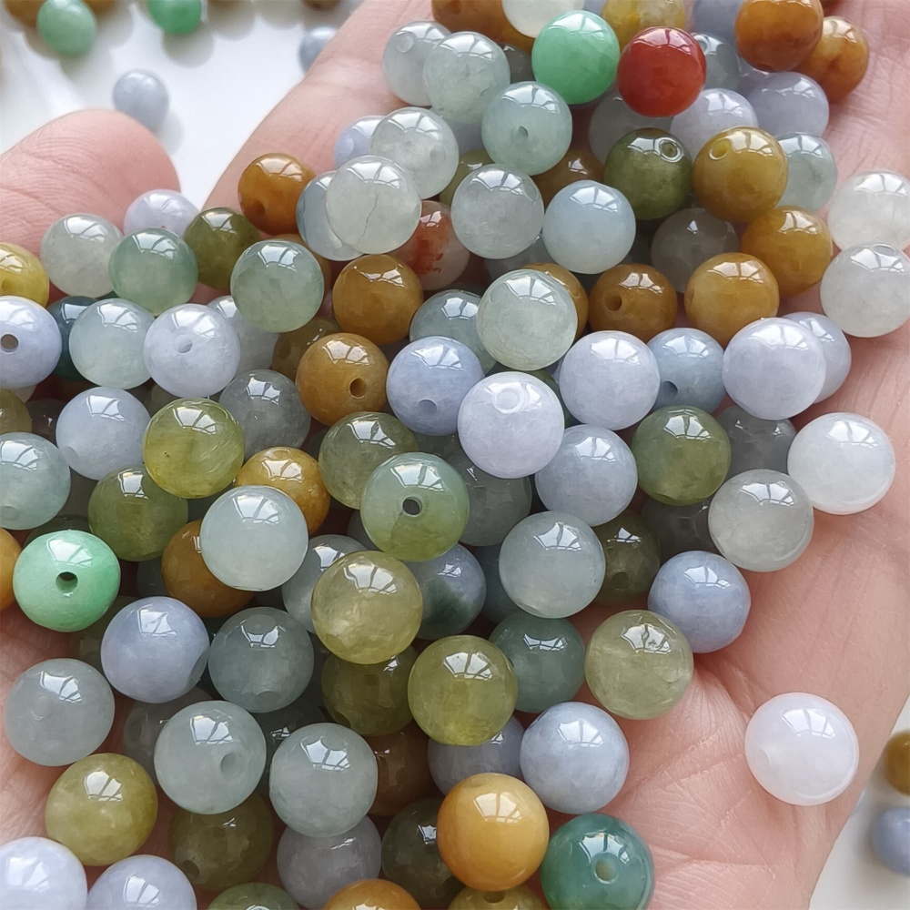 DDP | 30pcs 7mm Natural Yellow Color Heated Burmese Jadeite Smooth Round Beads,Burma Jadeite Loose Beads,Myanmar Jadeite Ball Beads,DIY Jewelry Supplies