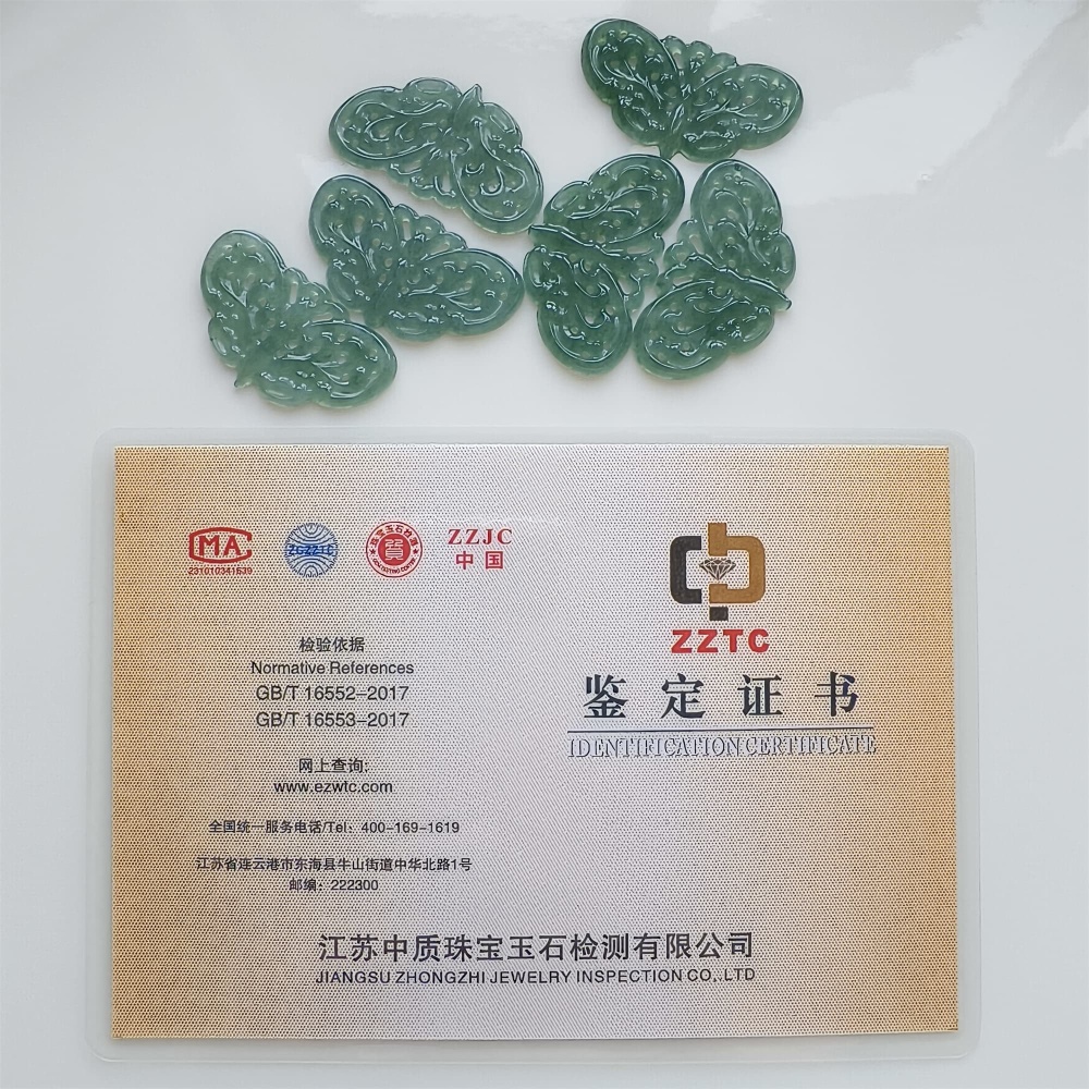 DDP | 1pc 20-23X35.5-38.3X2mm Natural Certificated Type A Blue Guatemalan Jadeite Filigree Butterfly Pendant,Blue Jade Pendants,DIY Jewelry Supplies
