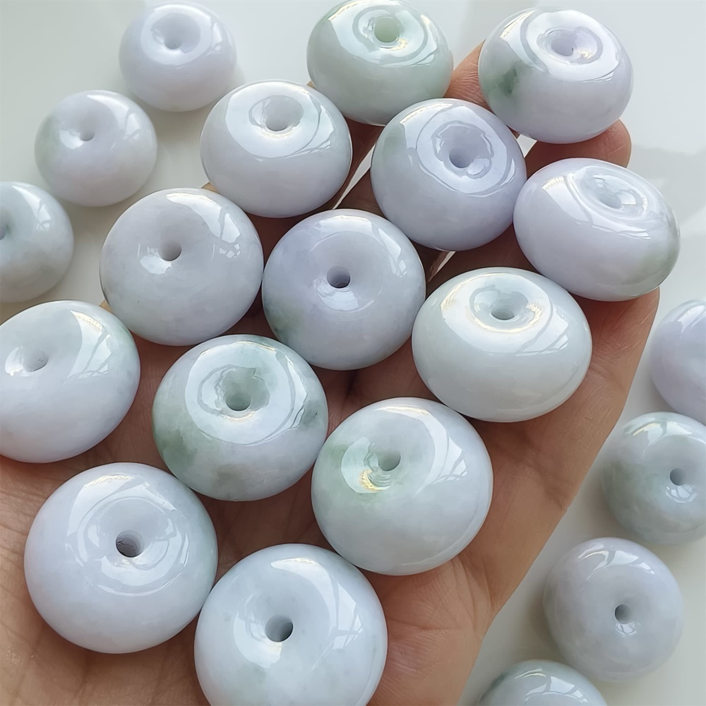 DDP | 2pcs 22.5-23X12-13mm Natural Certificated Type A Icy Waxy Light Green And Light Lavender Burmese Jadeite Chunky Rondelle Beads,Donut Beads