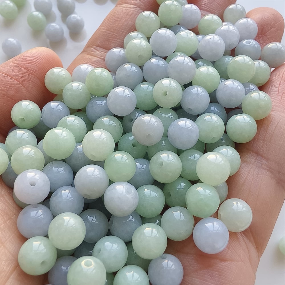 DDP | 30pcs 7mm Natural Certificated Type A Light Green And Light Lavender Jadeite Smooth Round Beads,Burma Jadeite Loose Ball Beads,DIY Jewelry Supplies