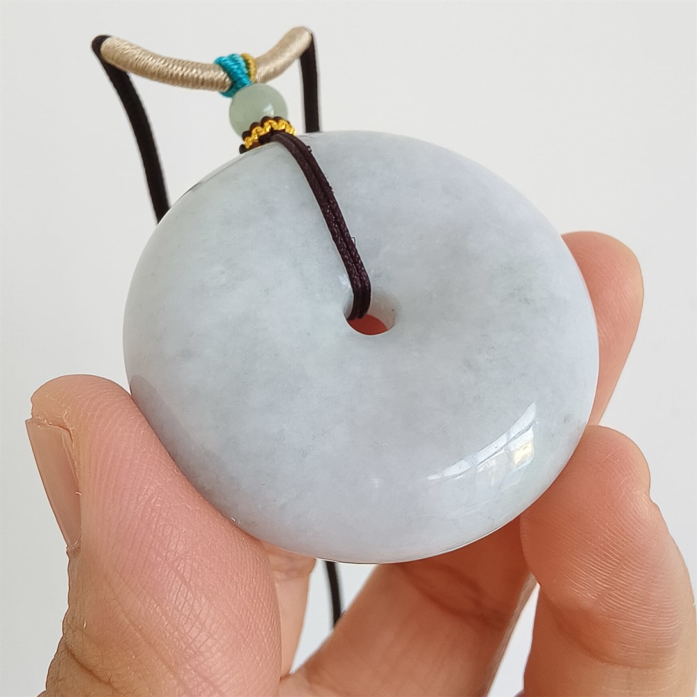DDP | 42.2X12.8mm Natural Certificated Type A Icy Waxy Light Green And Light Lavender Burmese Jadeite Chunky Rondelle Pendant,Donut Beads