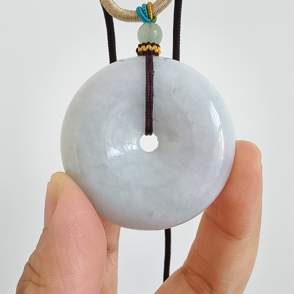 DDP | 42.2X12.8mm Natural Certificated Type A Icy Waxy Light Green And Light Lavender Burmese Jadeite Chunky Rondelle Pendant,Donut Beads