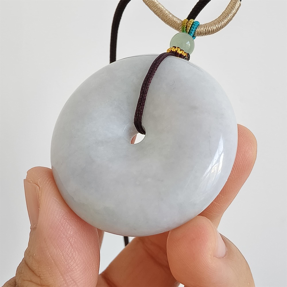 DDP | 42.2X12.8mm Natural Certificated Type A Icy Waxy Light Green And Light Lavender Burmese Jadeite Chunky Rondelle Pendant,Donut Beads