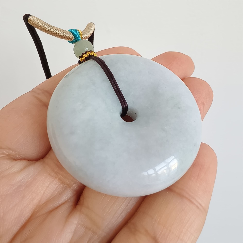 DDP | 42.2X12.8mm Natural Certificated Type A Icy Waxy Light Green And Light Lavender Burmese Jadeite Chunky Rondelle Pendant,Donut Beads