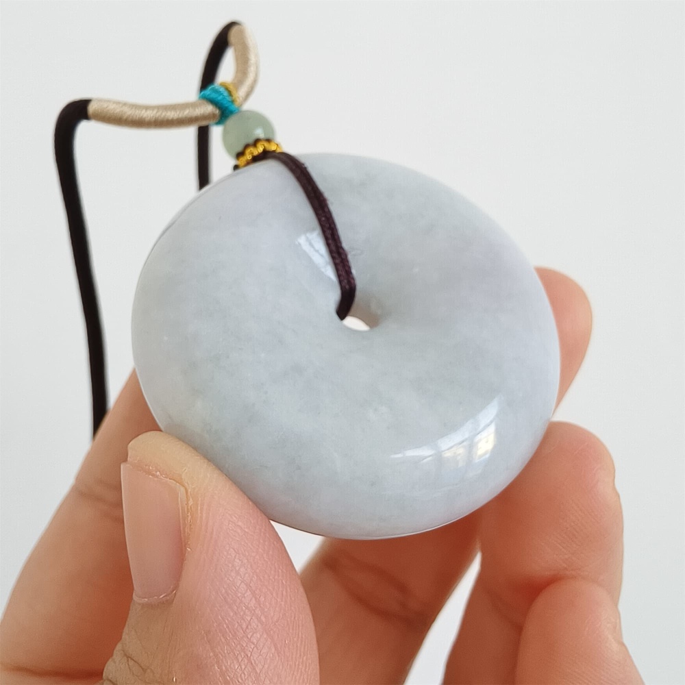 DDP | 42.2X12.8mm Natural Certificated Type A Icy Waxy Light Green And Light Lavender Burmese Jadeite Chunky Rondelle Pendant,Donut Beads