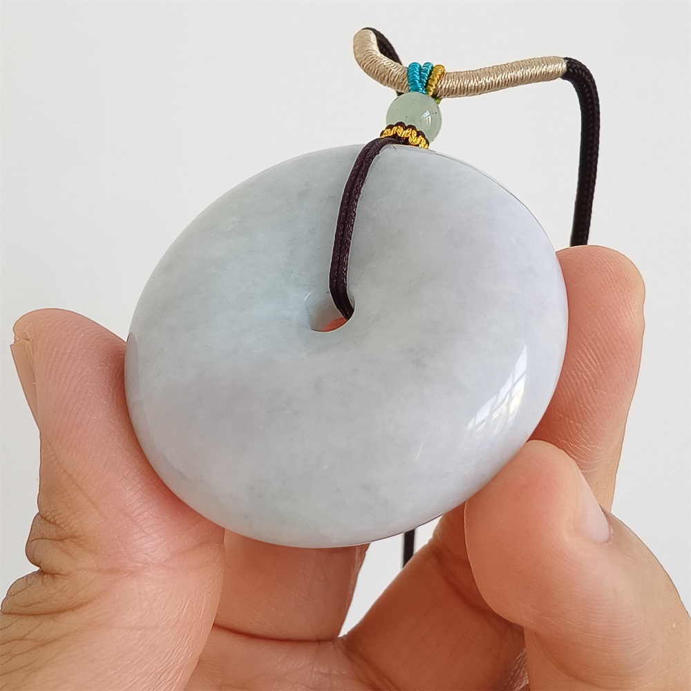 DDP | 42.2X12.8mm Natural Certificated Type A Icy Waxy Light Green And Light Lavender Burmese Jadeite Chunky Rondelle Pendant,Donut Beads