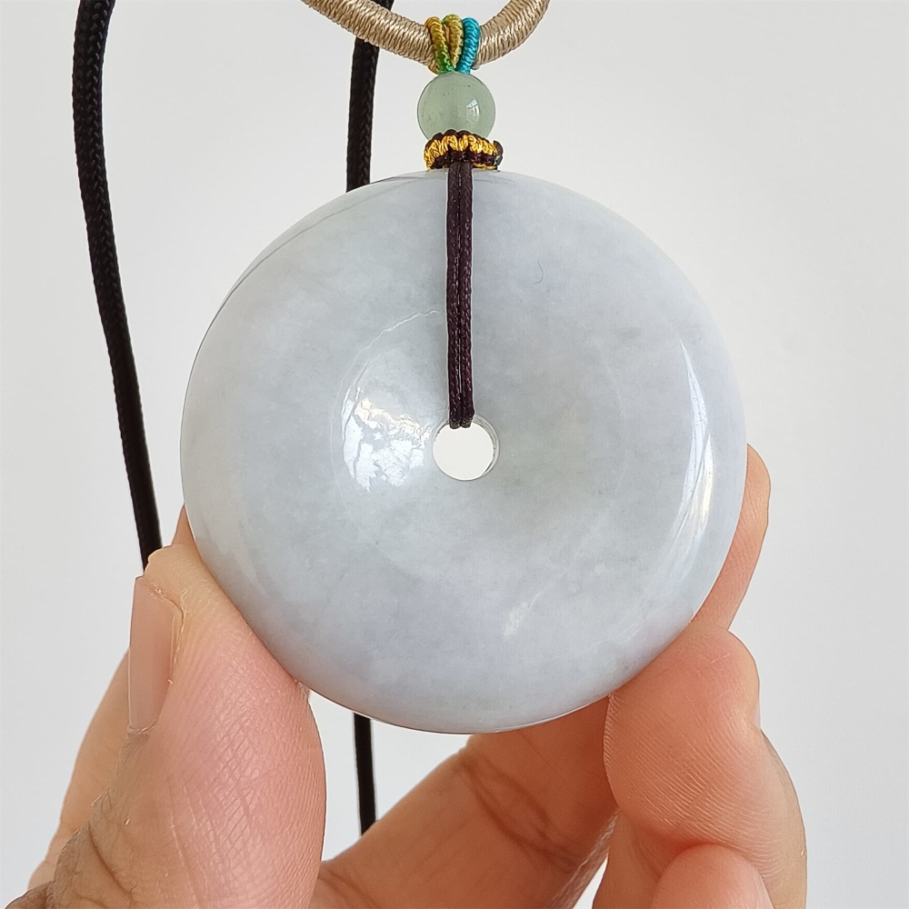 DDP | 42.2X12.8mm Natural Certificated Type A Icy Waxy Light Green And Light Lavender Burmese Jadeite Chunky Rondelle Pendant,Donut Beads