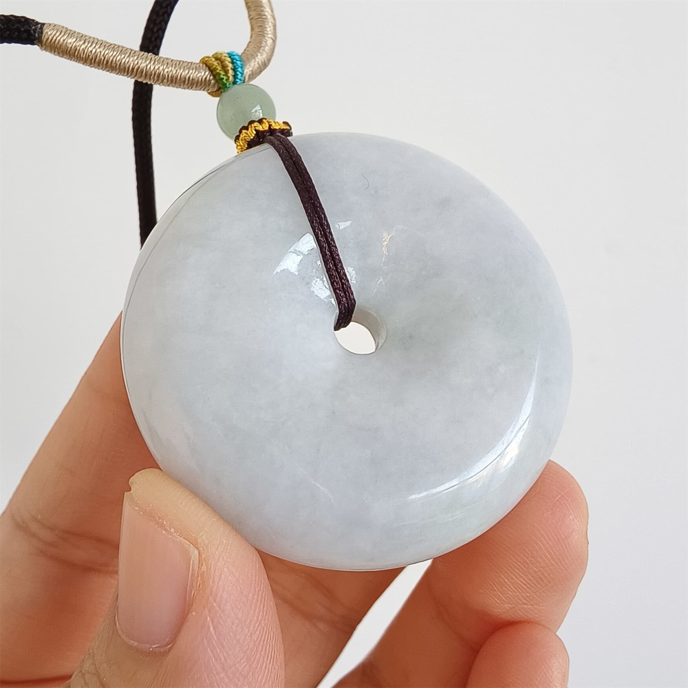 DDP | 42.2X12.8mm Natural Certificated Type A Icy Waxy Light Green And Light Lavender Burmese Jadeite Chunky Rondelle Pendant,Donut Beads