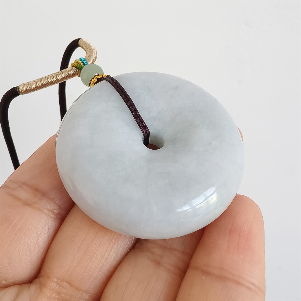 DDP | 42.2X12.8mm Natural Certificated Type A Icy Waxy Light Green And Light Lavender Burmese Jadeite Chunky Rondelle Pendant,Donut Beads