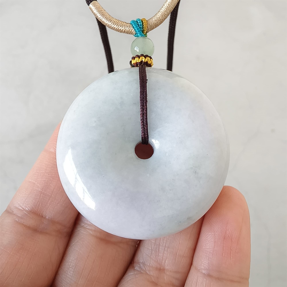 DDP | 42.2X12.8mm Natural Certificated Type A Icy Waxy Light Green And Light Lavender Burmese Jadeite Chunky Rondelle Pendant,Donut Beads