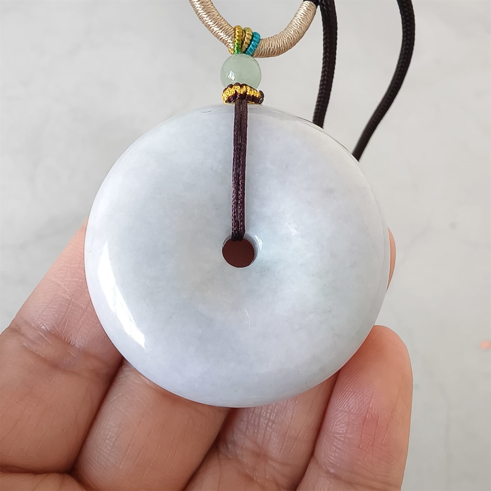 DDP | 42.2X12.8mm Natural Certificated Type A Icy Waxy Light Green And Light Lavender Burmese Jadeite Chunky Rondelle Pendant,Donut Beads
