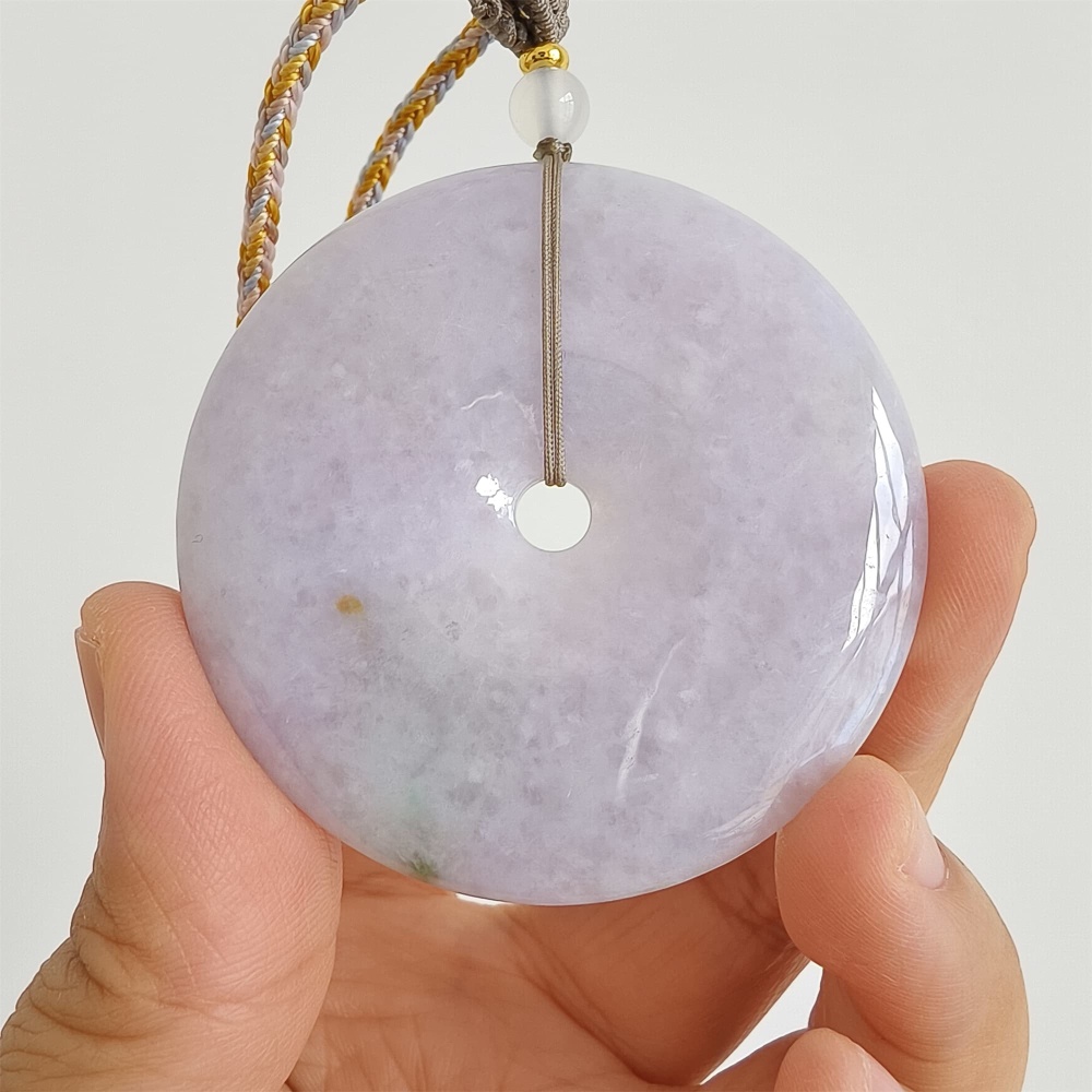 DDP | 54.8X6mm Natural Certificated Type A Icy Waxy Light Lavender Burmese Jadeite Chunky Rondelle Pendant,Donut Beads