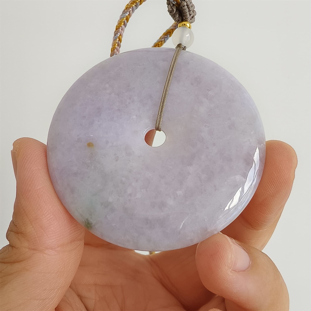 DDP | 54.8X6mm Natural Certificated Type A Icy Waxy Light Lavender Burmese Jadeite Chunky Rondelle Pendant,Donut Beads