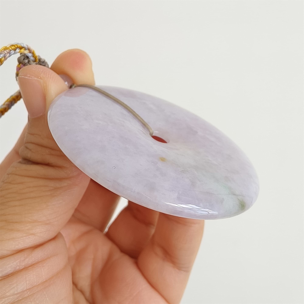 DDP | 54.8X6mm Natural Certificated Type A Icy Waxy Light Lavender Burmese Jadeite Chunky Rondelle Pendant,Donut Beads