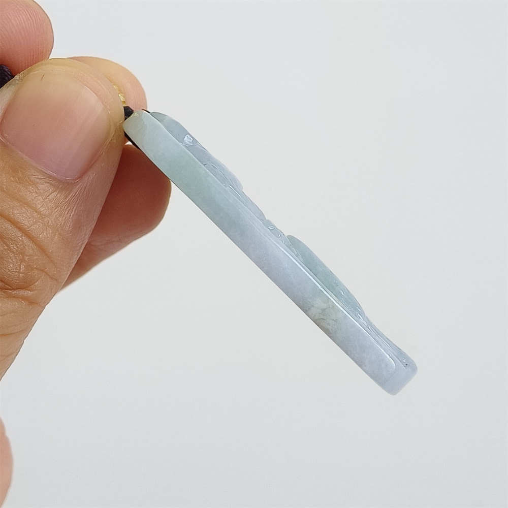 DDP | 49.8X34.8X5.5mm Natural Certificated Type A Icy Waxy Light Green And Light Lavender Burmese Jadeite Rectangle Pendant With Bird Carved,DIY Jewelry Supplies