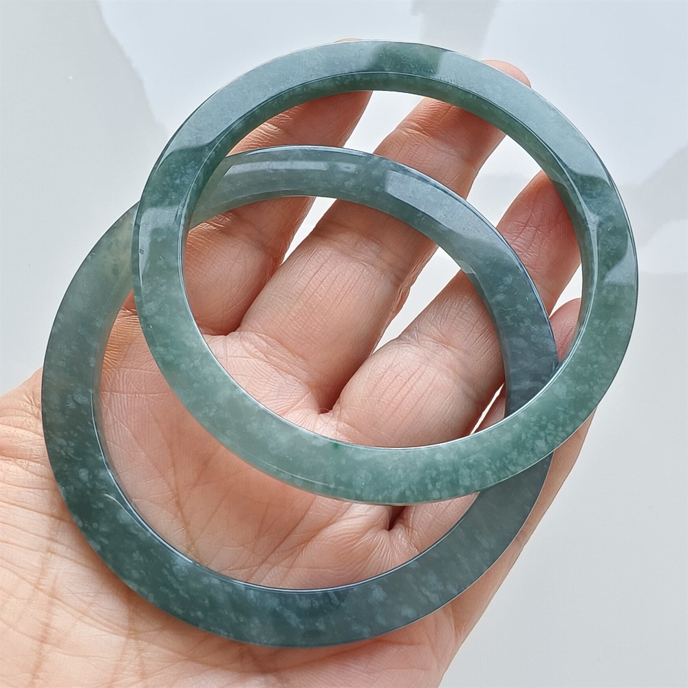 DDP | 59mm Natural Type A Certificated Guatemalan Jadeite Square Band Bangle,Blue Jadeite Bangles,DIY Jewelry Supplies