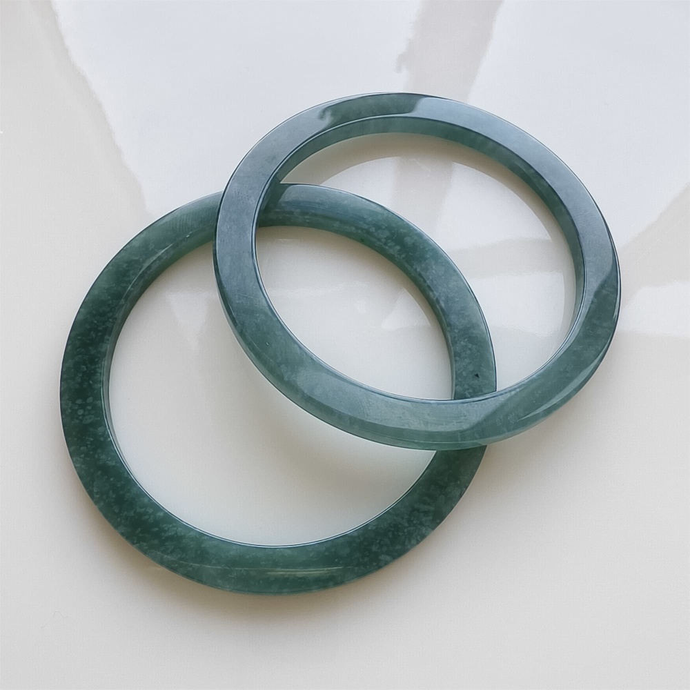 DDP | 59mm Natural Type A Certificated Guatemalan Jadeite Square Band Bangle,Blue Jadeite Bangles,DIY Jewelry Supplies