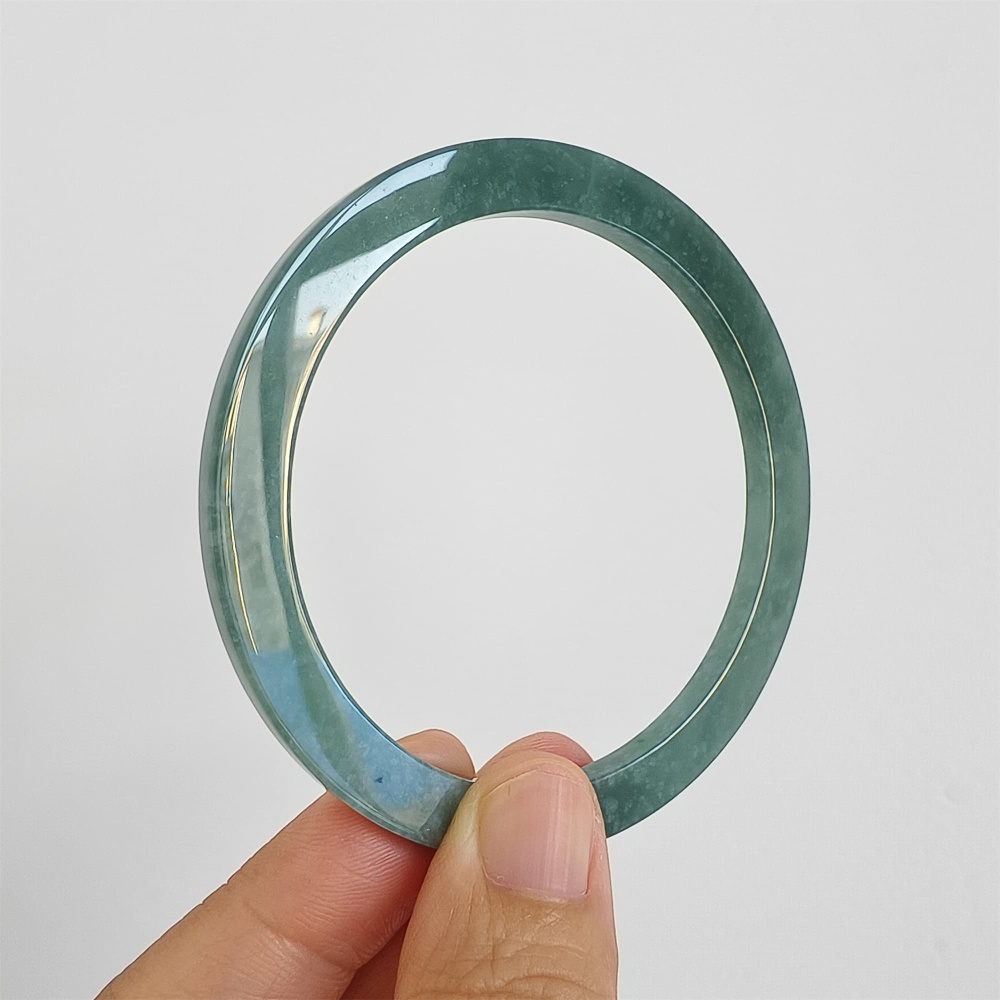 DDP | 59mm Natural Type A Certificated Guatemalan Jadeite Square Band Bangle,Blue Jadeite Bangles,DIY Jewelry Supplies
