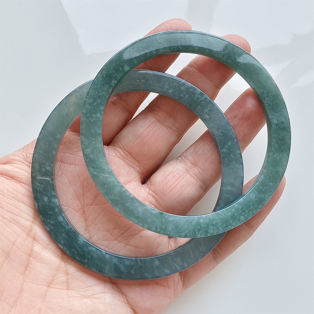 DDP | 59mm Natural Type A Certificated Guatemalan Jadeite Square Band Bangle,Blue Jadeite Bangles,DIY Jewelry Supplies
