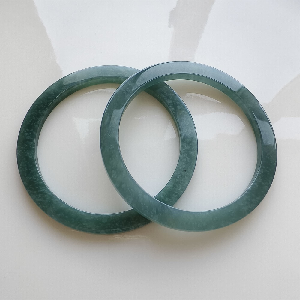 DDP | 59mm Natural Type A Certificated Guatemalan Jadeite Square Band Bangle,Blue Jadeite Bangles,DIY Jewelry Supplies