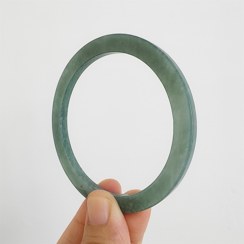 DDP | 59mm Natural Type A Certificated Guatemalan Jadeite Square Band Bangle,Blue Jadeite Bangles,DIY Jewelry Supplies