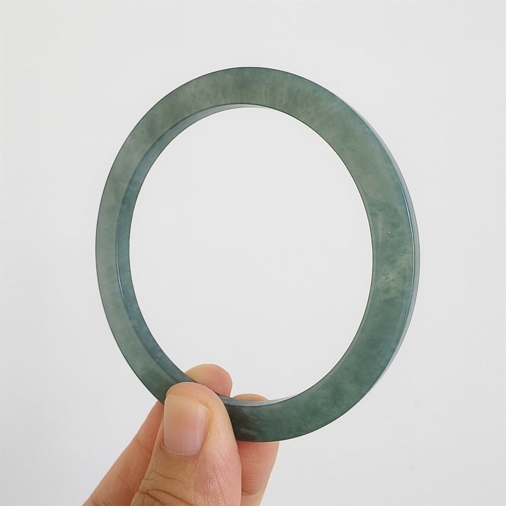 DDP | 59mm Natural Type A Certificated Guatemalan Jadeite Square Band Bangle,Blue Jadeite Bangles,DIY Jewelry Supplies