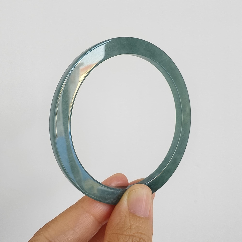 DDP | 59mm Natural Type A Certificated Guatemalan Jadeite Square Band Bangle,Blue Jadeite Bangles,DIY Jewelry Supplies