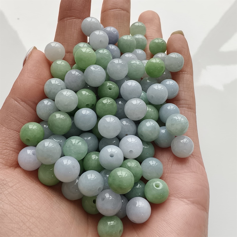 DDP | 30pcs 8mm Natural Certificated Type A Light Green And Light Lavender Jadeite Smooth Round Beads,Burma Jadeite Loose Ball Beads,DIY Jewelry Supplies