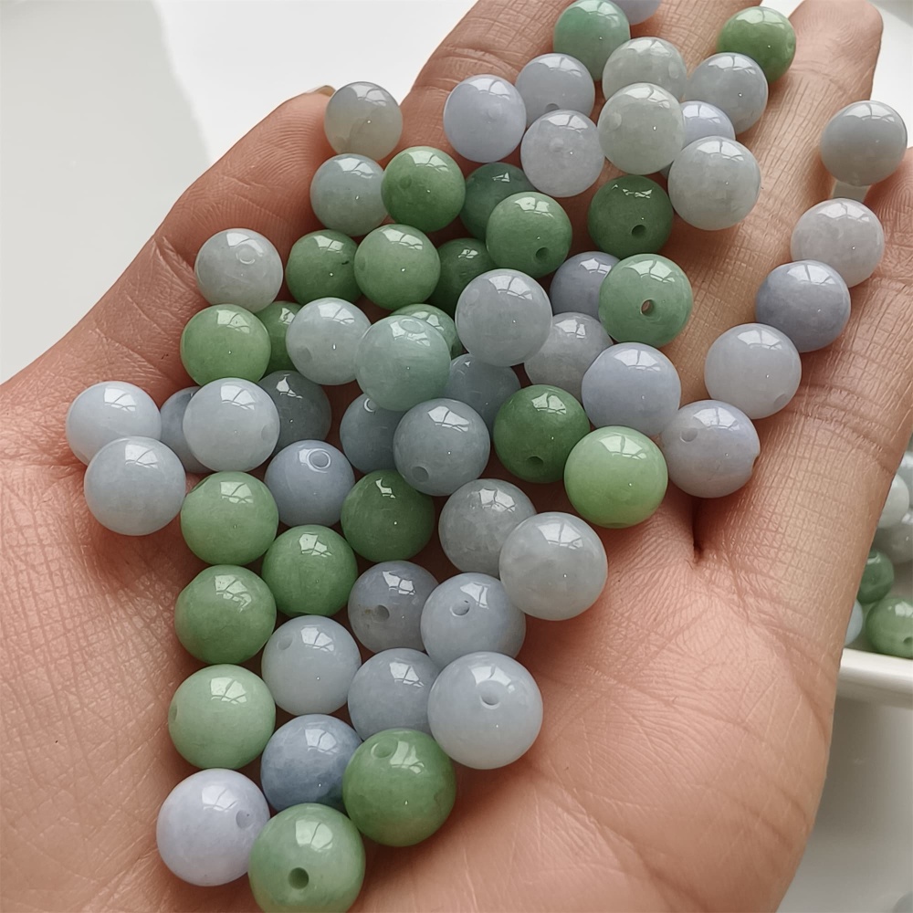 DDP | 30pcs 8mm Natural Certificated Type A Light Green And Light Lavender Jadeite Smooth Round Beads,Burma Jadeite Loose Ball Beads,DIY Jewelry Supplies
