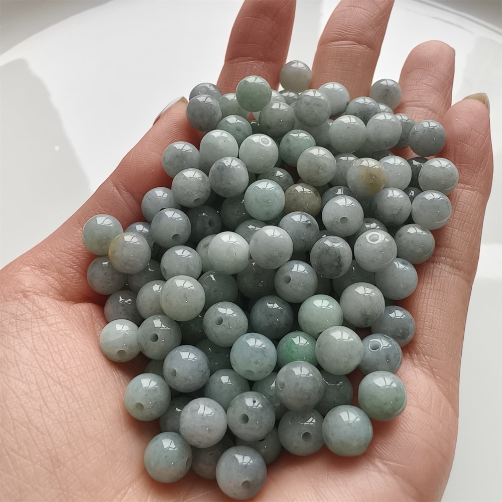 DDP | 25pcs 7mm Natural Certificated Type A Smooth Round Beads,Burma Jadeite Loose Ball Beads,DIY Jewelry Supplies