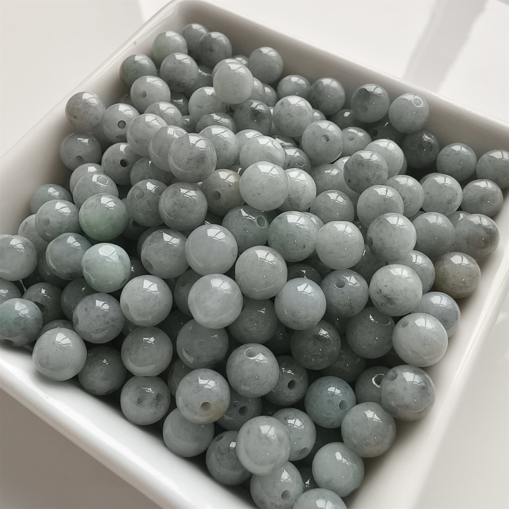 DDP | 25pcs 7mm Natural Certificated Type A Smooth Round Beads,Burma Jadeite Loose Ball Beads,DIY Jewelry Supplies