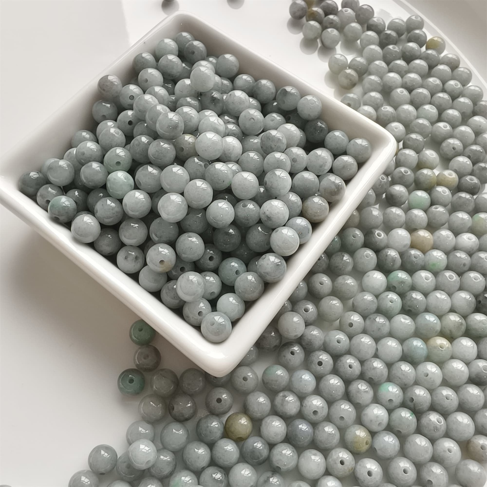 DDP | 25pcs 7mm Natural Certificated Type A Smooth Round Beads,Burma Jadeite Loose Ball Beads,DIY Jewelry Supplies