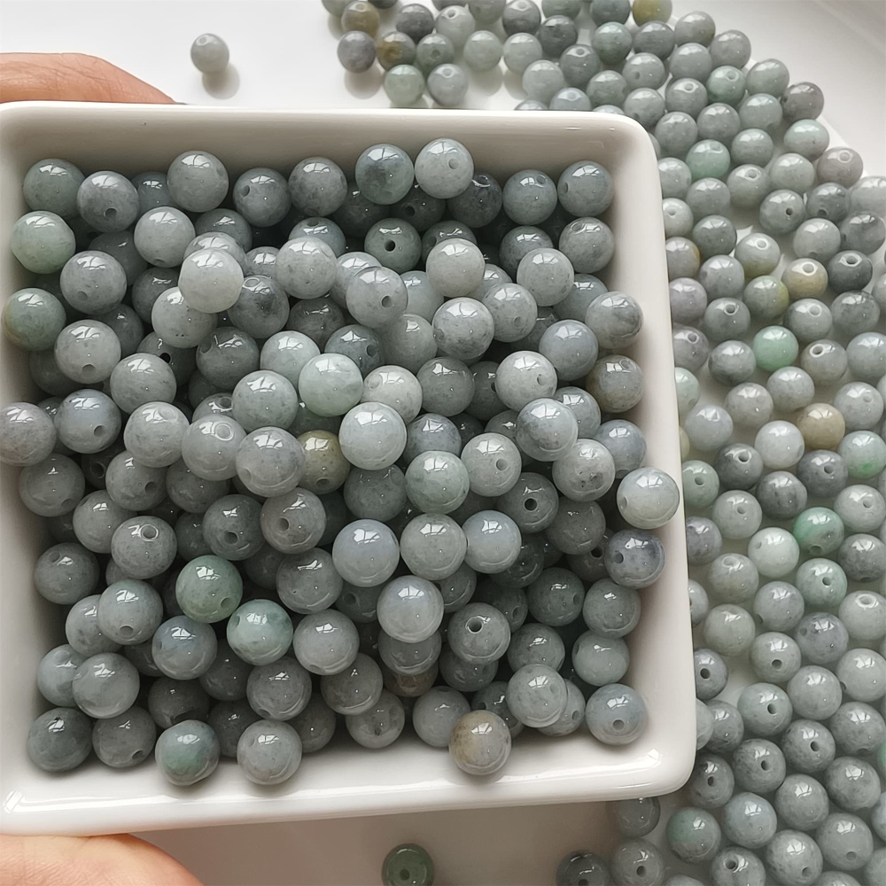 DDP | 25pcs 7mm Natural Certificated Type A Smooth Round Beads,Burma Jadeite Loose Ball Beads,DIY Jewelry Supplies