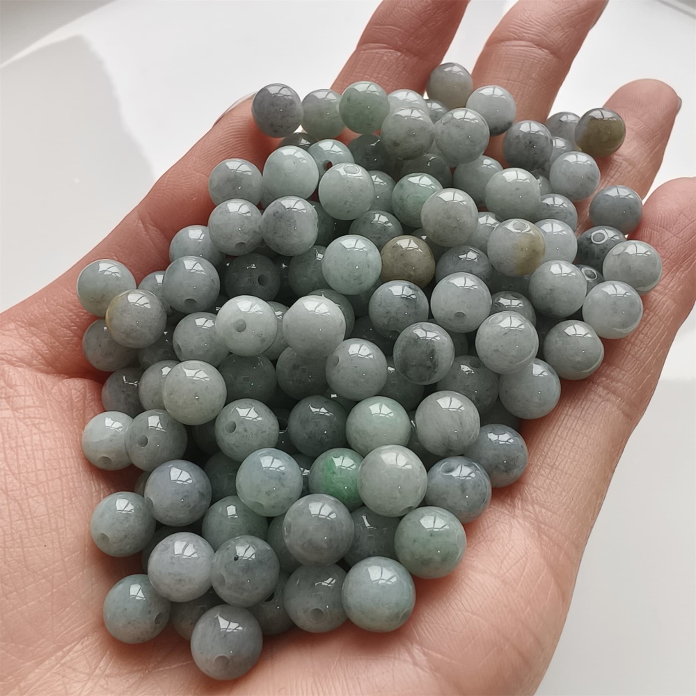DDP | 25pcs 7mm Natural Certificated Type A Smooth Round Beads,Burma Jadeite Loose Ball Beads,DIY Jewelry Supplies