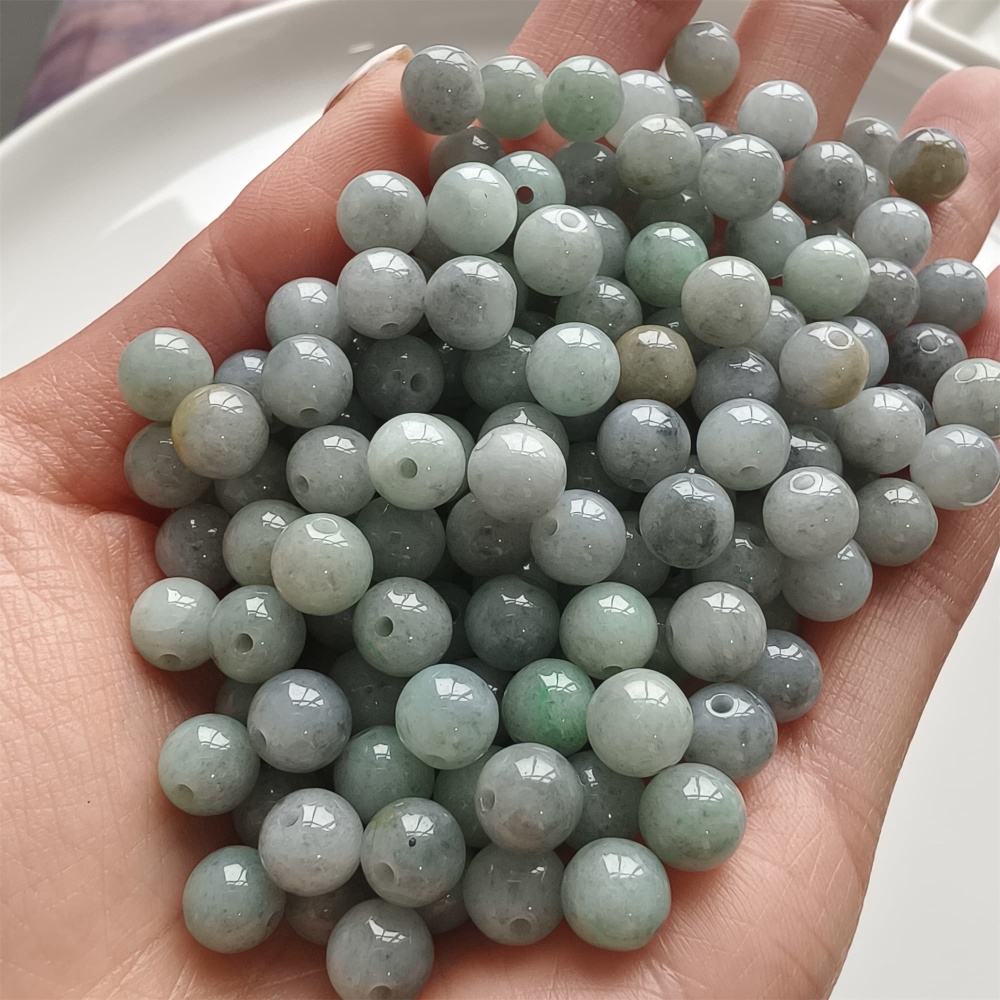 DDP | 25pcs 7mm Natural Certificated Type A Smooth Round Beads,Burma Jadeite Loose Ball Beads,DIY Jewelry Supplies