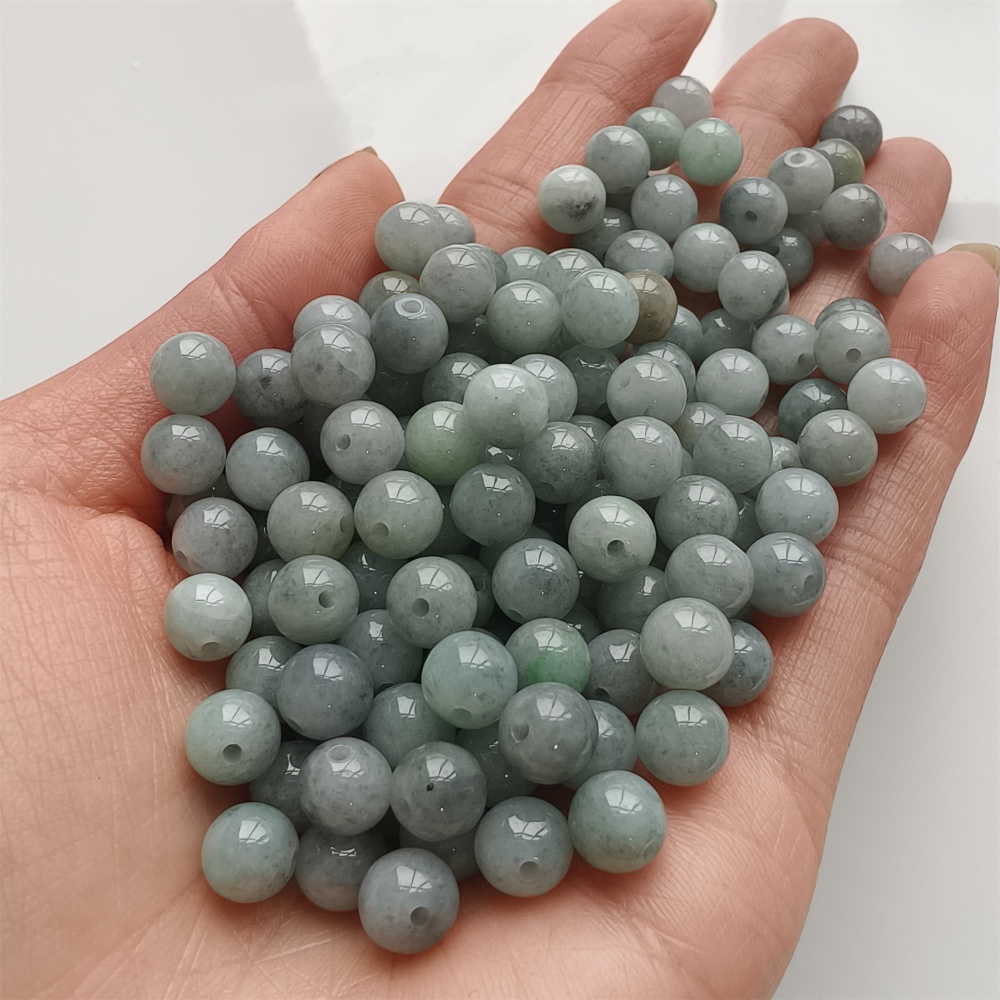 DDP | 25pcs 7mm Natural Certificated Type A Smooth Round Beads,Burma Jadeite Loose Ball Beads,DIY Jewelry Supplies