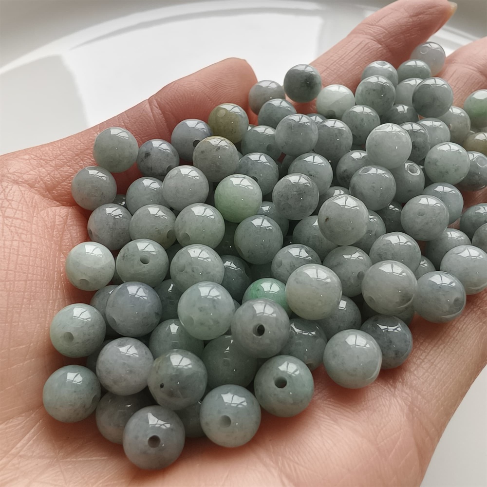 DDP | 25pcs 7mm Natural Certificated Type A Smooth Round Beads,Burma Jadeite Loose Ball Beads,DIY Jewelry Supplies