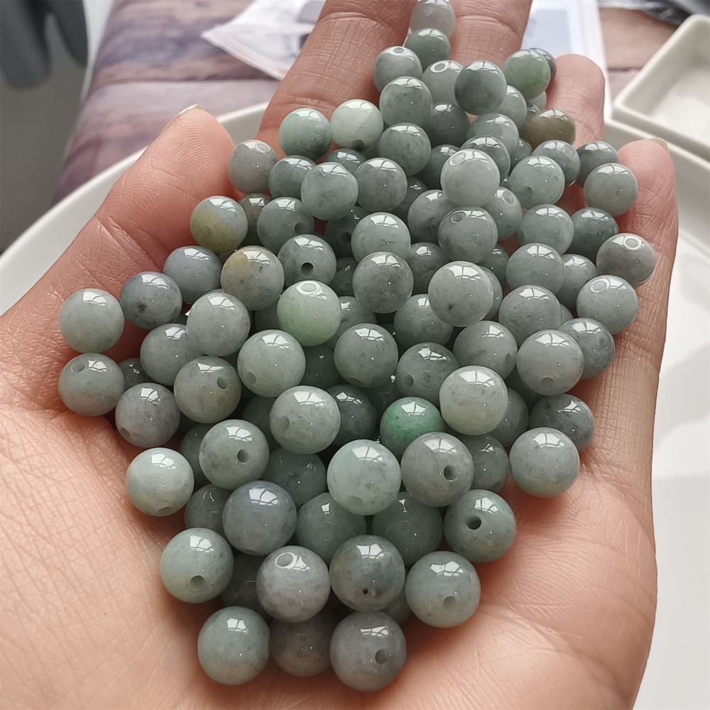 DDP | 25pcs 7mm Natural Certificated Type A Smooth Round Beads,Burma Jadeite Loose Ball Beads,DIY Jewelry Supplies