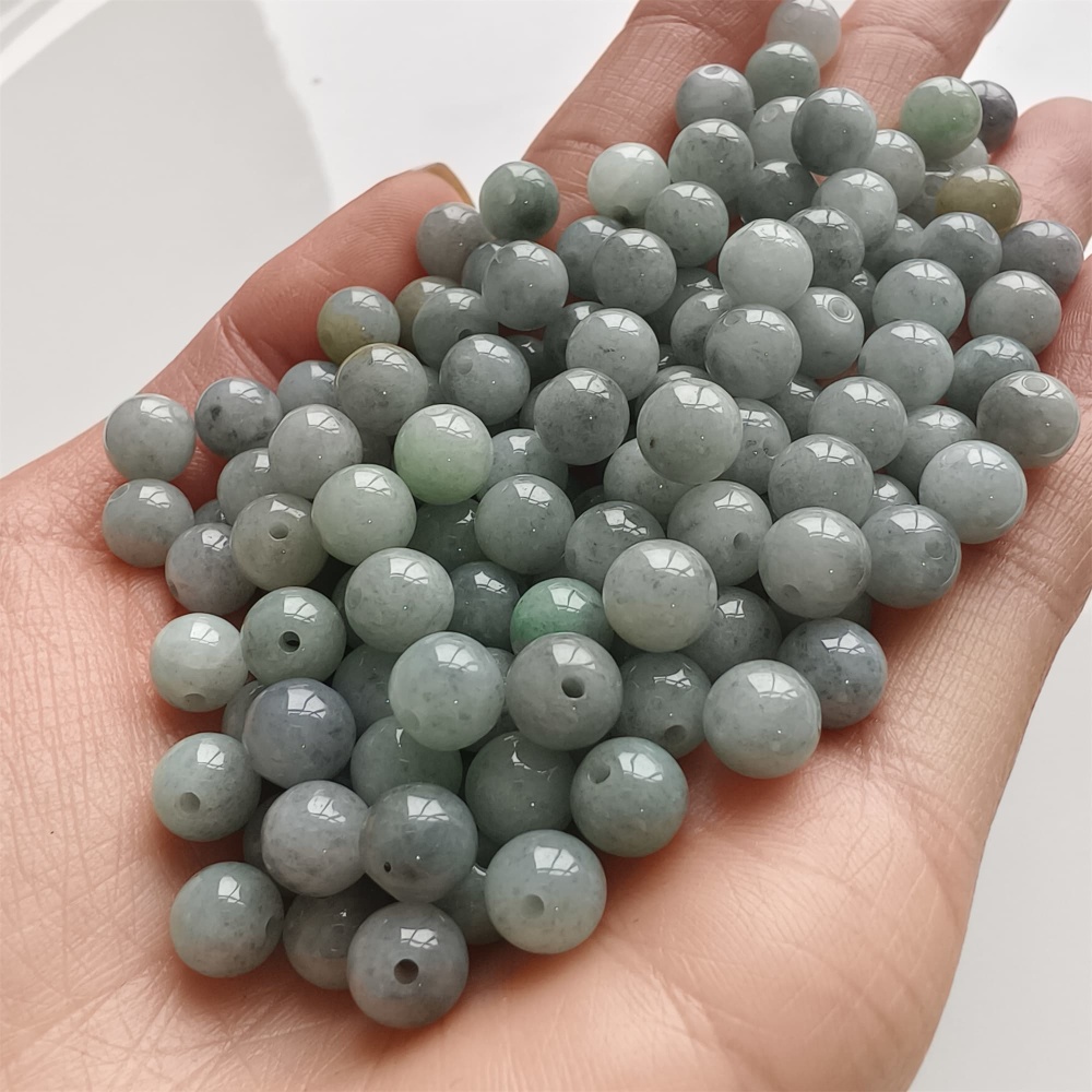 DDP | 25pcs 7mm Natural Certificated Type A Smooth Round Beads,Burma Jadeite Loose Ball Beads,DIY Jewelry Supplies