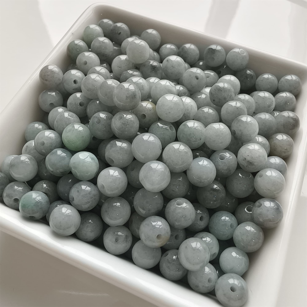 DDP | 25pcs 7mm Natural Certificated Type A Smooth Round Beads,Burma Jadeite Loose Ball Beads,DIY Jewelry Supplies