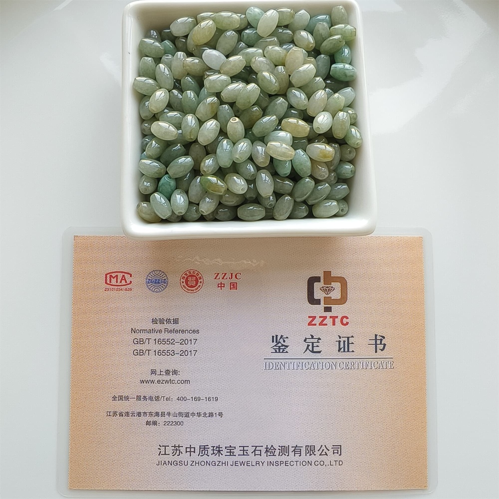 DDP | 30pcs 9X5mm Natural Certificated Type A Burmese Jadeite Smooth Oval Barrel Beads,Burma Jadeite Loose Beads,DIY Jewelry Supplies