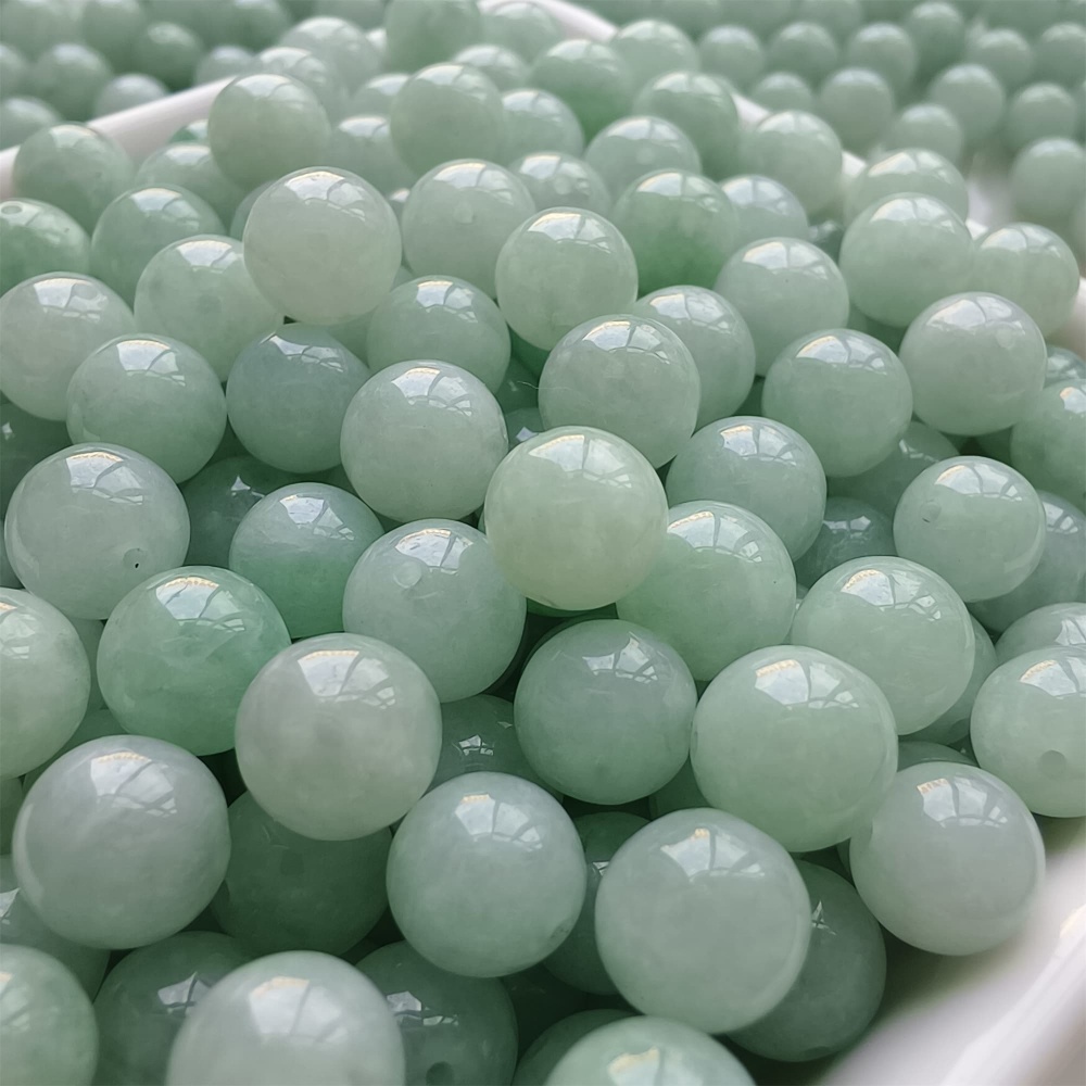DDP |25pcs 7.3-7.9mm Natural Certificated Type A Green Myanmar Jadeite Smooth Round Beads,Burma Jadeite Loose Ball Beads,DIY Jewelry Supplies