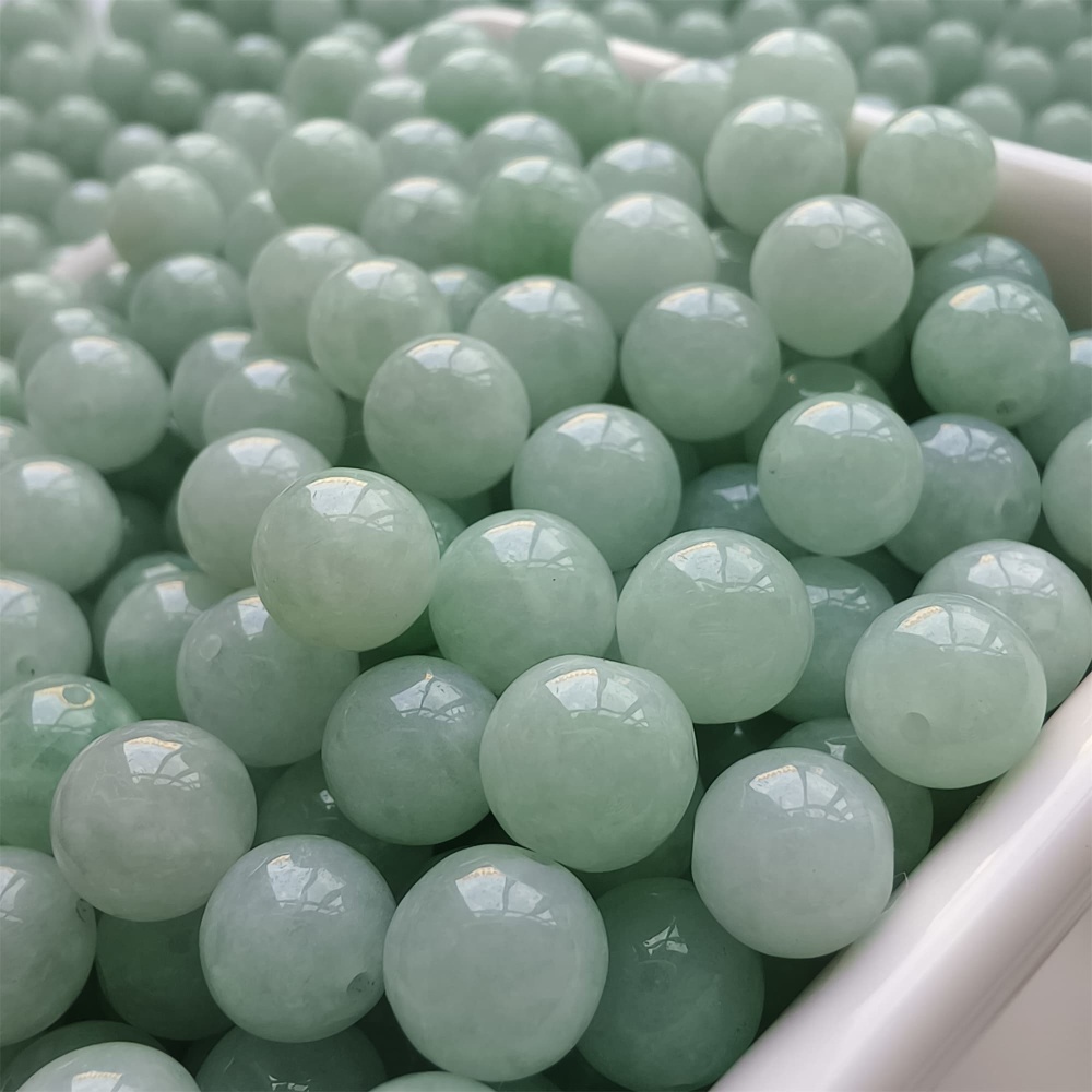 DDP |25pcs 7.3-7.9mm Natural Certificated Type A Green Myanmar Jadeite Smooth Round Beads,Burma Jadeite Loose Ball Beads,DIY Jewelry Supplies