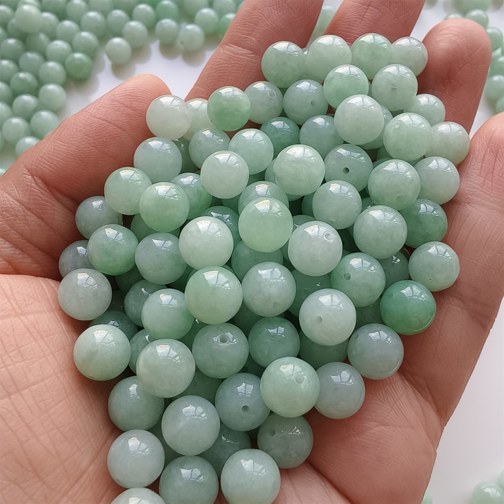 DDP |25pcs 7.3-7.9mm Natural Certificated Type A Green Myanmar Jadeite Smooth Round Beads,Burma Jadeite Loose Ball Beads,DIY Jewelry Supplies