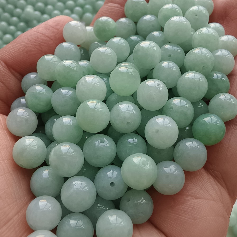 DDP |25pcs 7.3-7.9mm Natural Certificated Type A Green Myanmar Jadeite Smooth Round Beads,Burma Jadeite Loose Ball Beads,DIY Jewelry Supplies