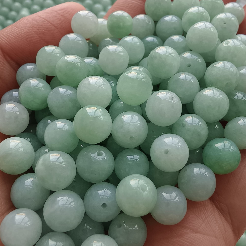 DDP |25pcs 7.3-7.9mm Natural Certificated Type A Green Myanmar Jadeite Smooth Round Beads,Burma Jadeite Loose Ball Beads,DIY Jewelry Supplies